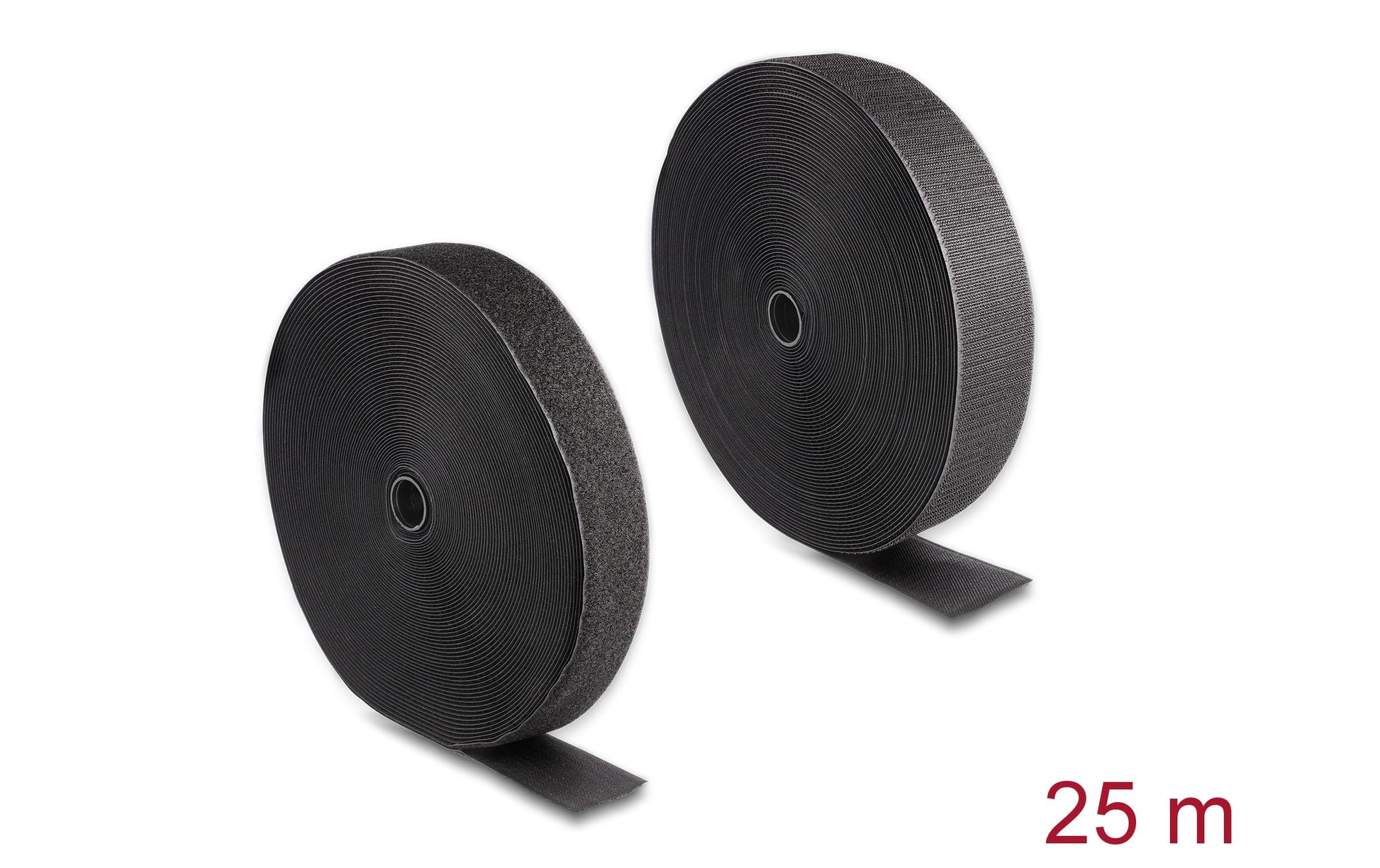 DeLOCK Klettband 25 m × 50 mm, Polyamid, Schwarz, Wiederverwendbar