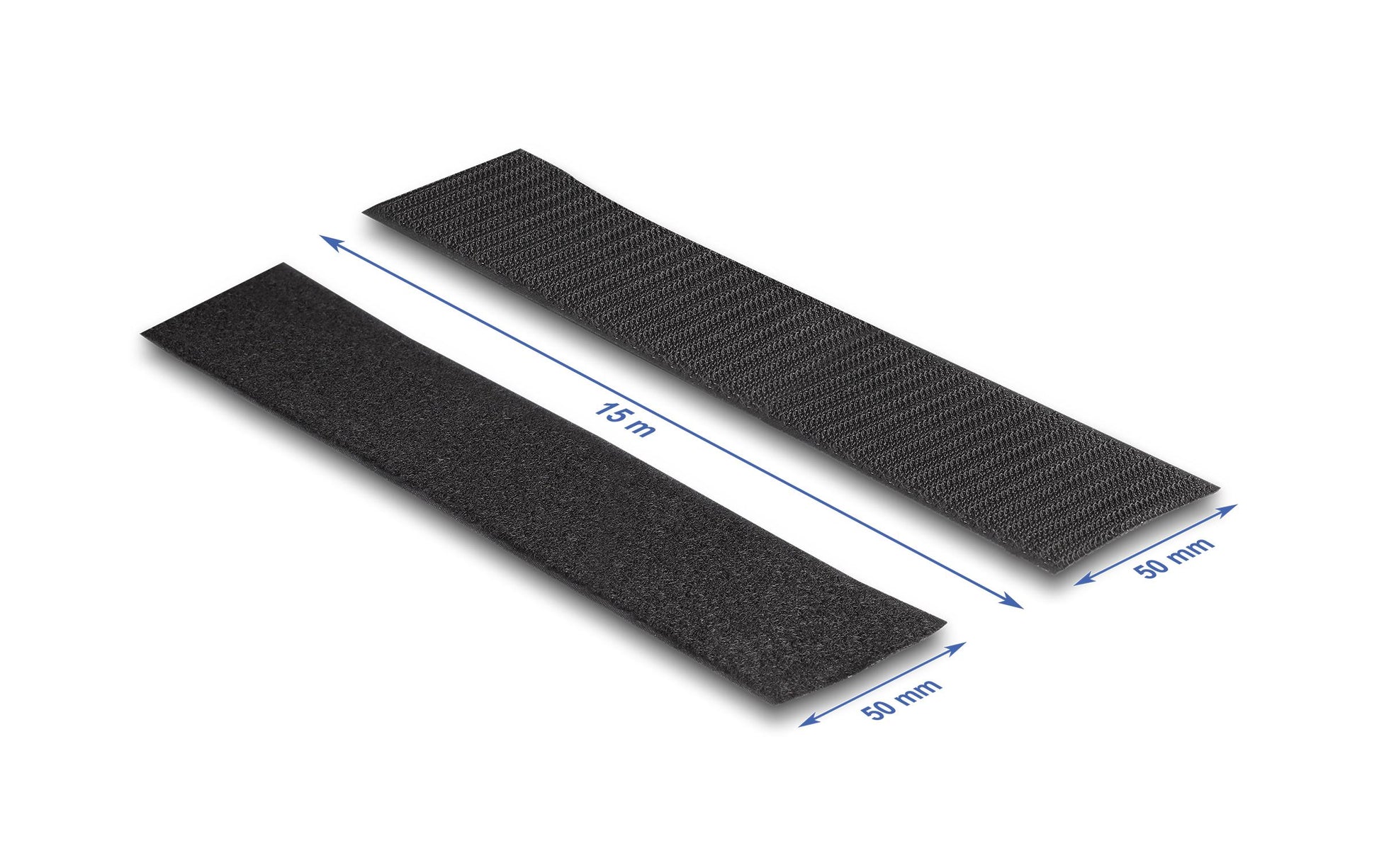 DeLOCK Klettband, 50 mm × 15 m, schwarz, 1 Stück
