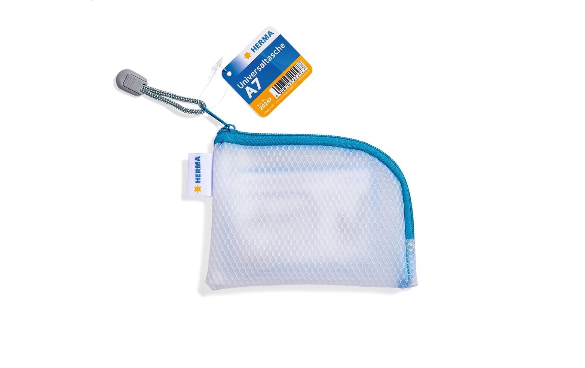 HERMA Reissverschlusstasche A7 – EVA, blau/weiss, 1er-Pack