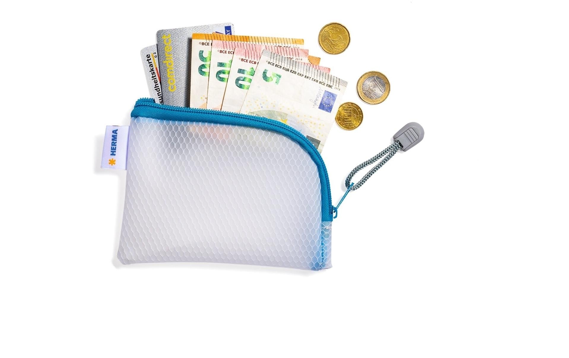 HERMA Reissverschlusstasche A7 – EVA, blau/weiss, 1er-Pack