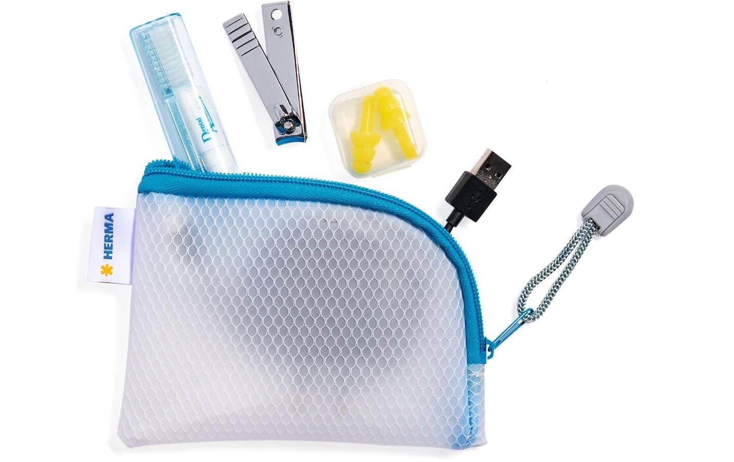 HERMA Reissverschlusstasche A7 – EVA, blau/weiss, 1er-Pack