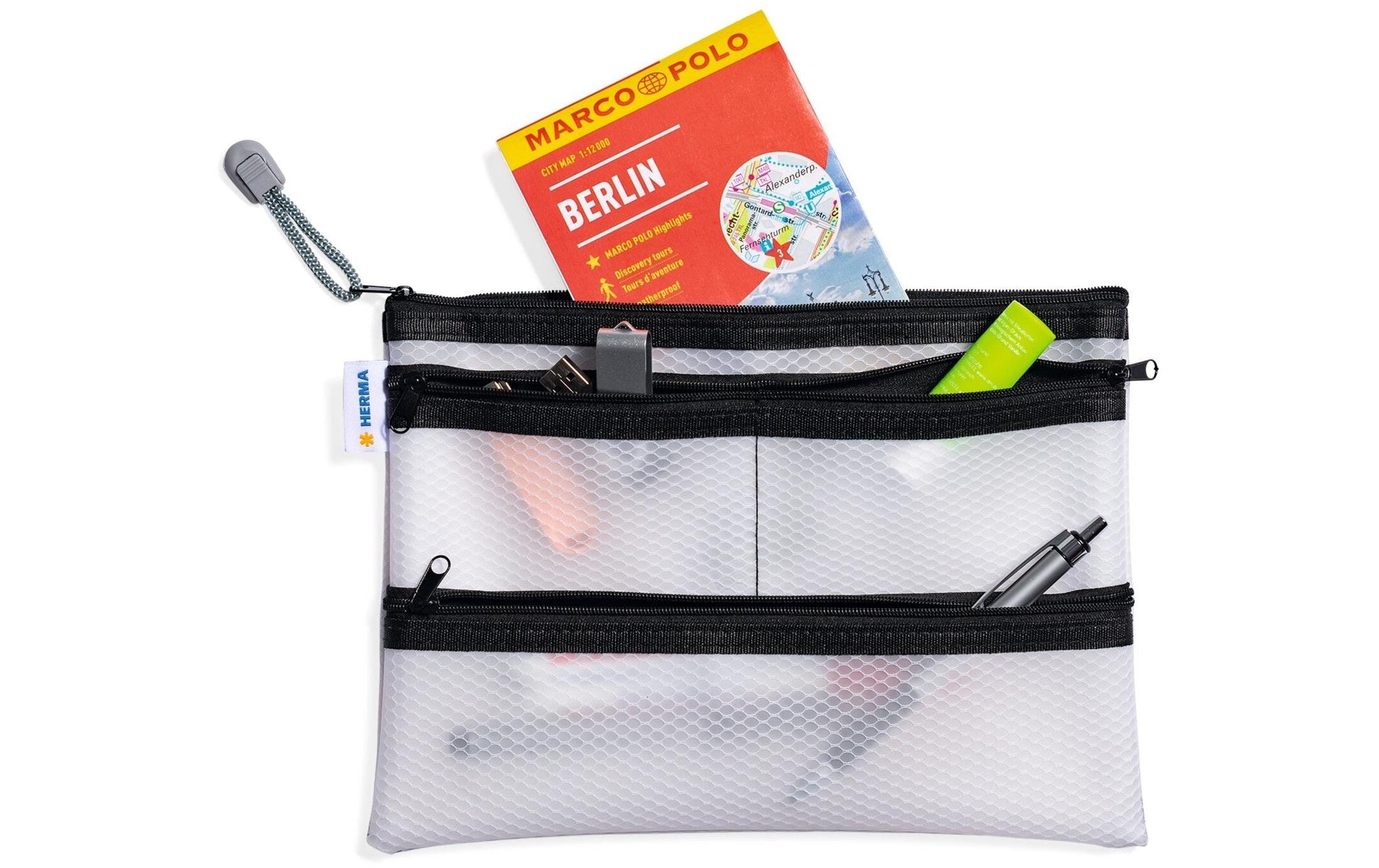 HERMA Reissverschlusstasche – 260 × 190 mm, Kunststoff, Schwarz – 1 Stück