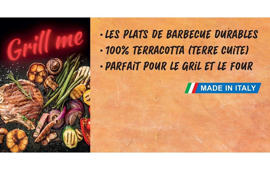 Nouvel Fonduepfanne Grill me – Ø 19 cm, Terracotta, für Backofen, Grillrost