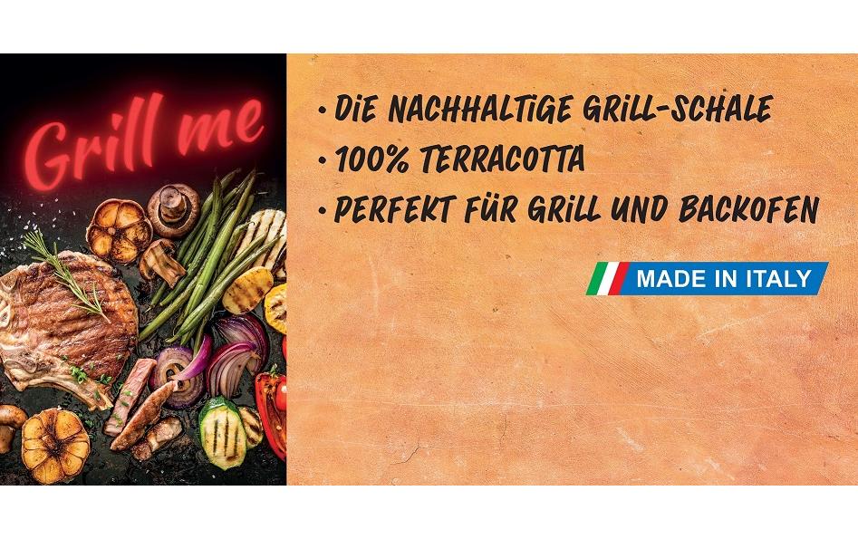 Nouvel Fonduepfanne Grill me – Ø 19 cm, Terracotta, für Backofen, Grillrost