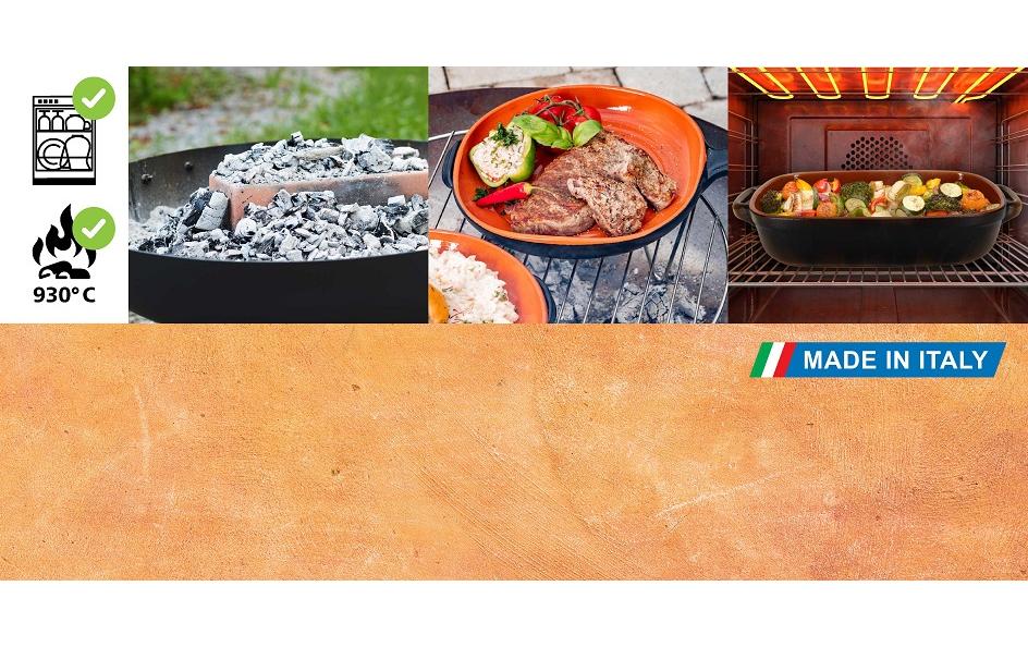 Nouvel Fonduepfanne Grill me – Ø 19 cm, Terracotta, für Backofen, Grillrost
