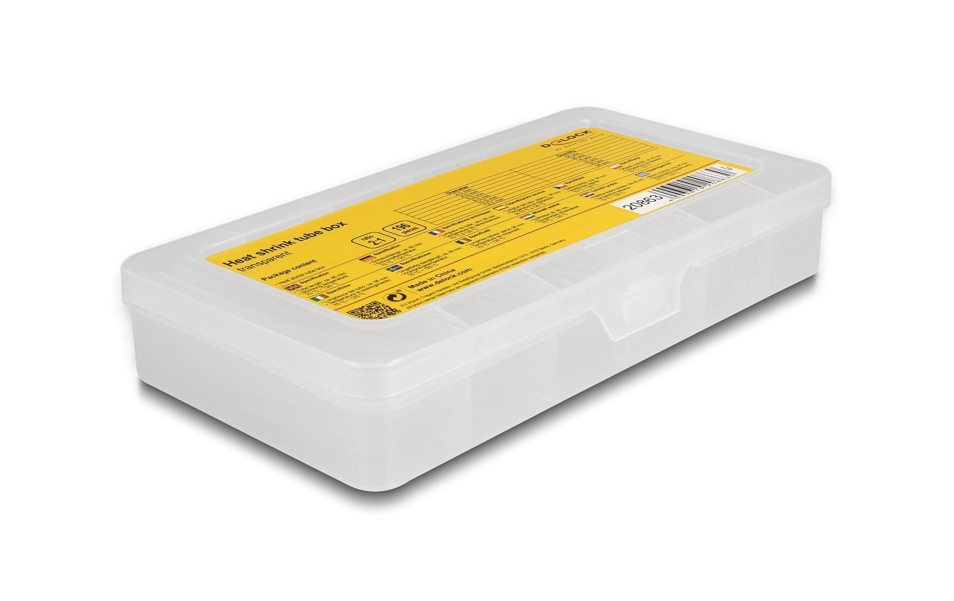 DeLOCK Schrumpfschlauch-Set, 196 Stk., Ø 10 mm, 9,5 cm – transparent