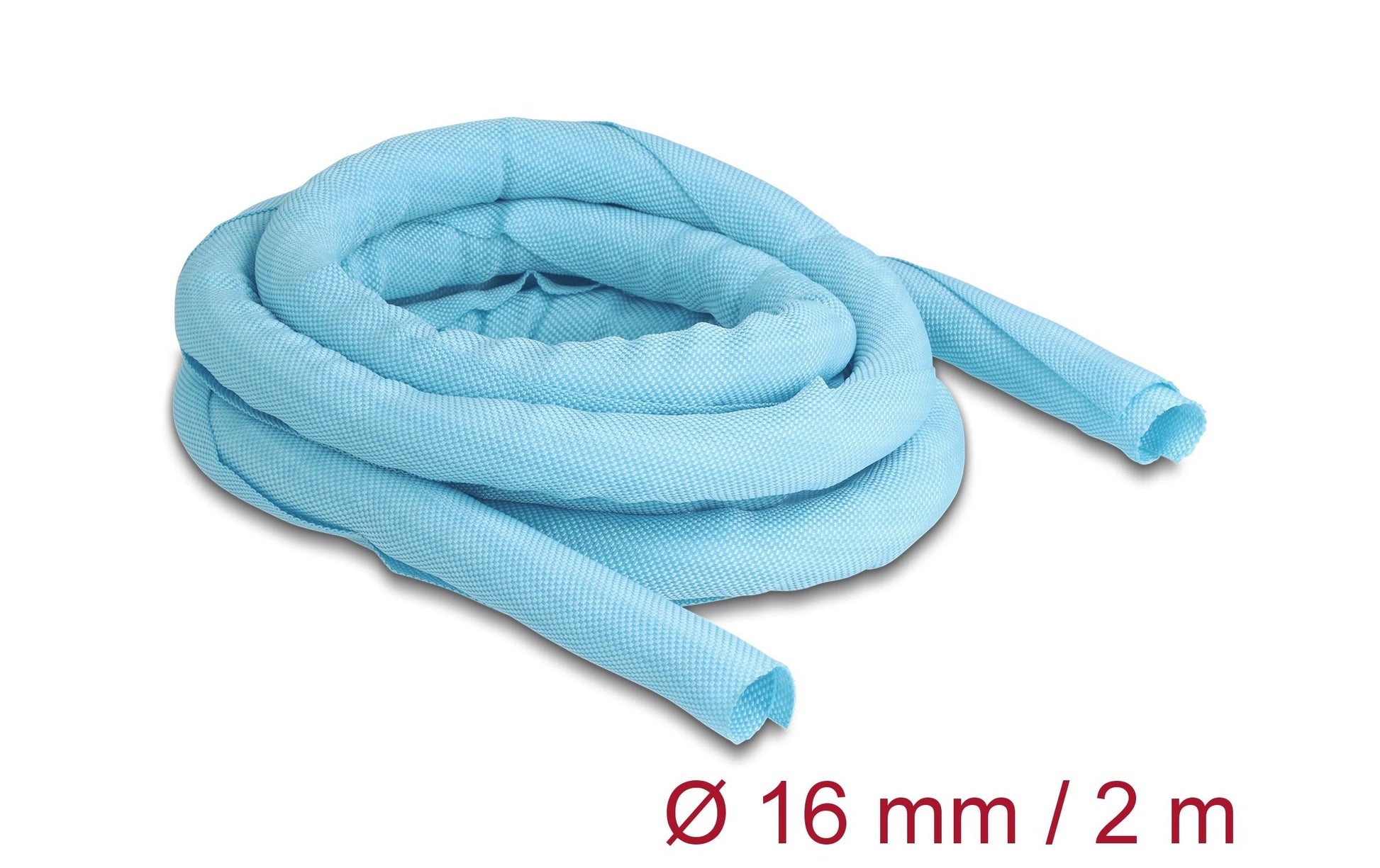 DeLOCK Kabelschlauch, Ø 16 mm × 2 m, selbstschliessend, hitzebeständig, wiederverwendbar – blau