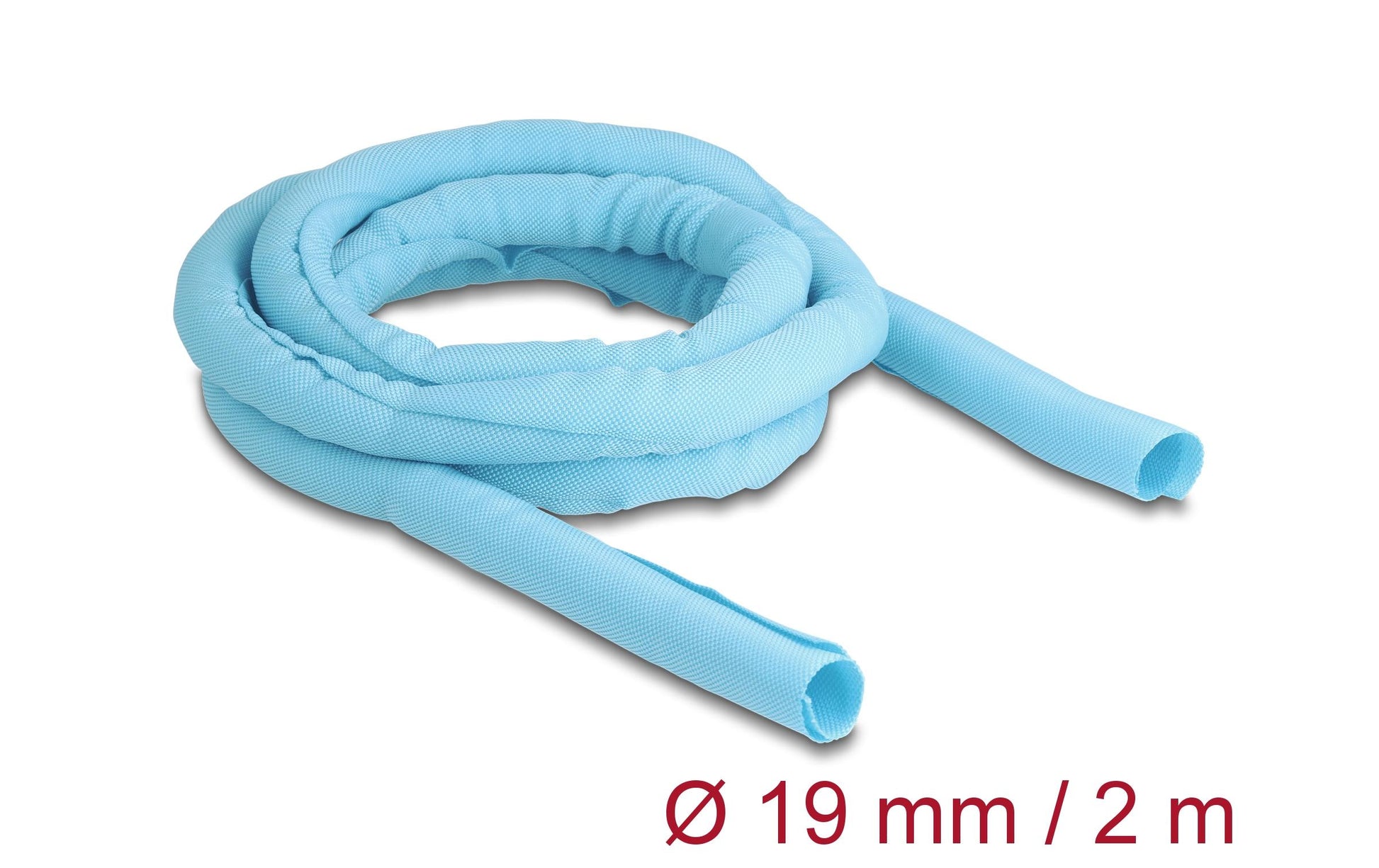 DeLOCK Kabelschlauch, Ø 19 mm, 2 m, zuschneidbar, selbstschliessend, hitzebeständig – blau