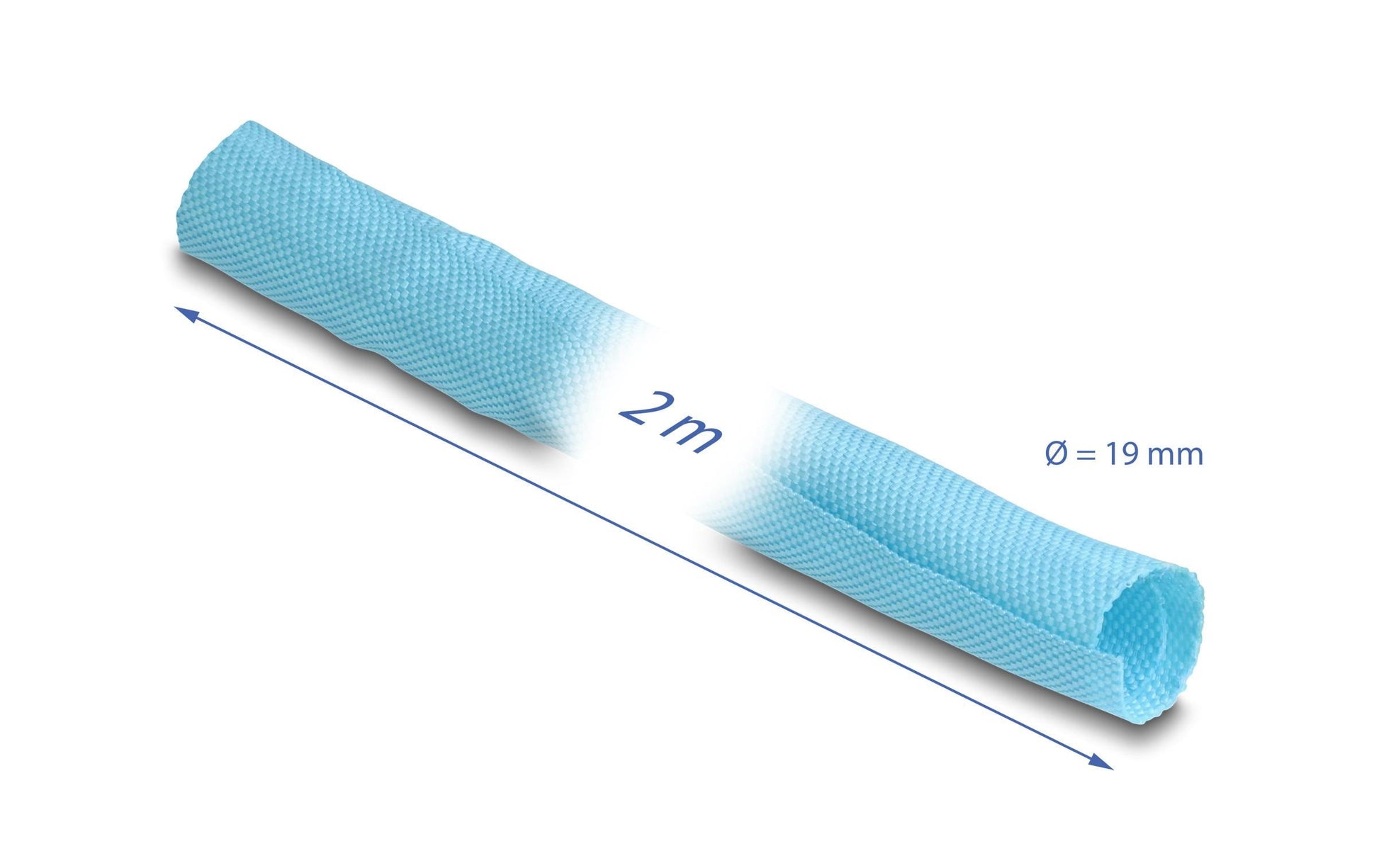 DeLOCK Kabelschlauch, Ø 19 mm, 2 m, zuschneidbar, selbstschliessend, hitzebeständig – blau