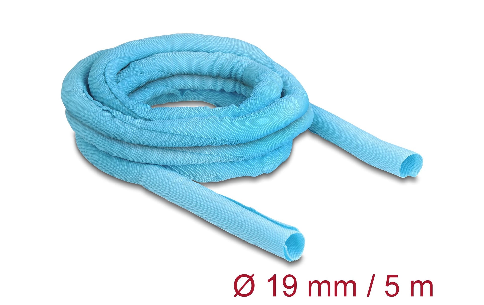 DeLOCK Kabelschlauch, Ø 19 mm × 5 m, Polyester, selbstschliessend, hitzebeständig, wiederverwendbar – Blau