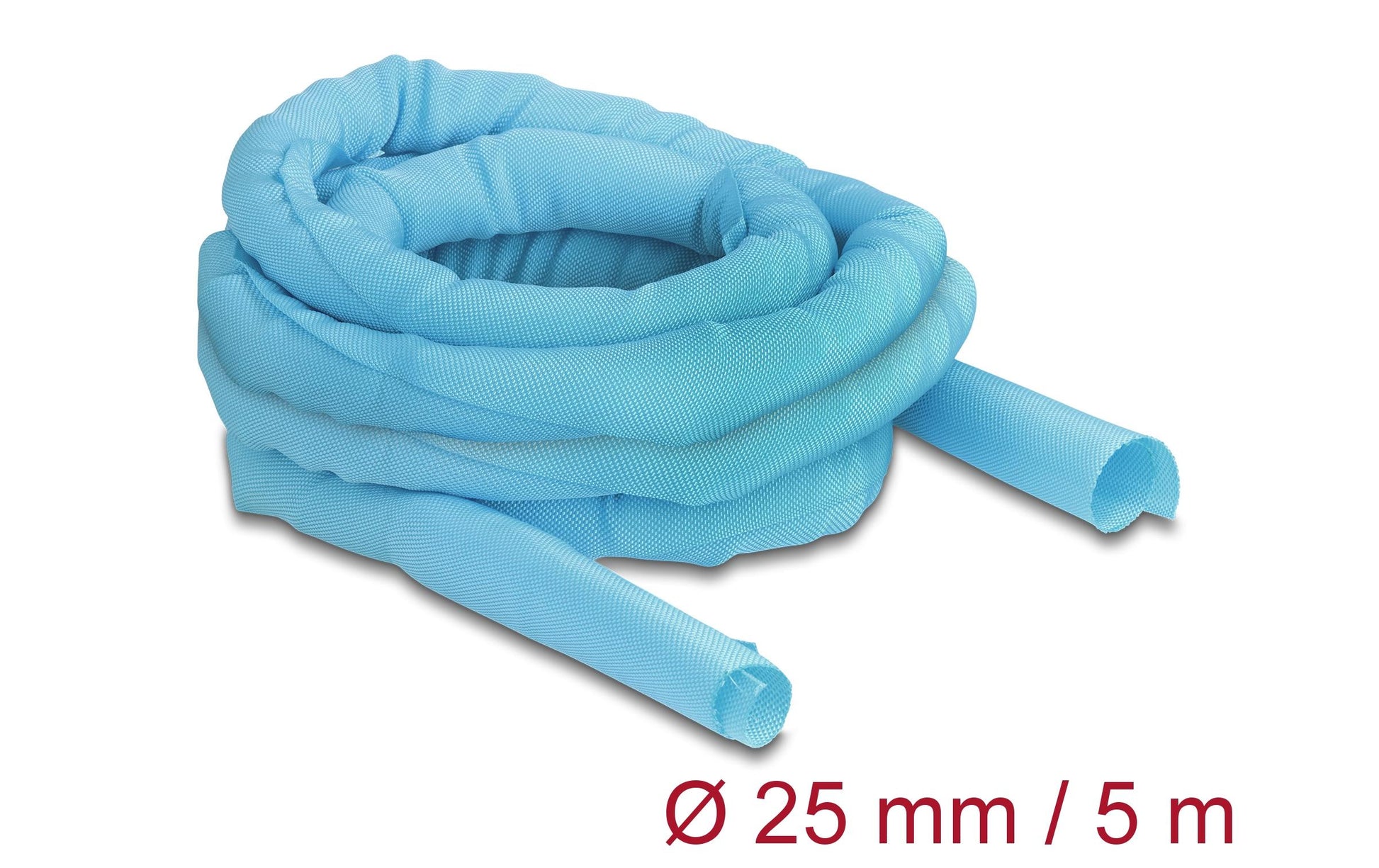 DeLOCK Kabelschlauch – 25 mm × 5,00 m, Polyester, Blau, selbstschliessend, hitzebeständig, zuschneidbar