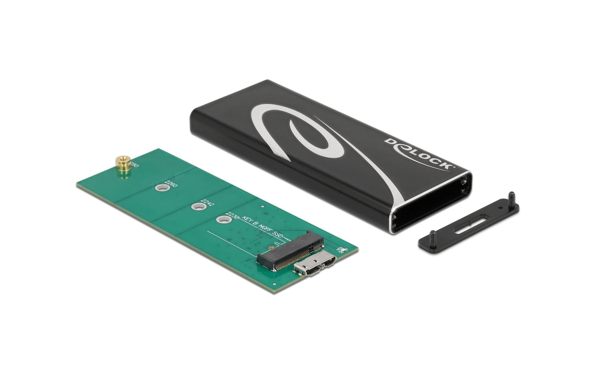 DeLOCK Externes M.2 SSD-Gehäuse – 1-Bay – USB 3.2 Gen 2 (Micro-USB B), für M.2 SATA (Key B)