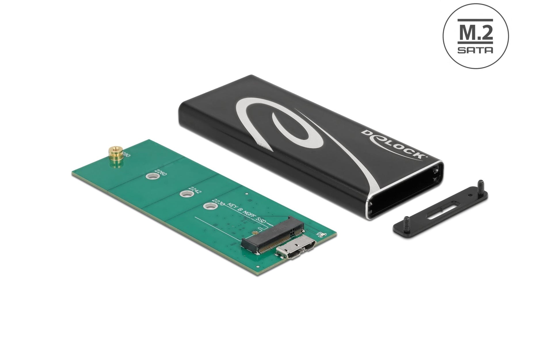 DeLOCK Externes M.2 SSD-Gehäuse – 1-Bay – USB 3.2 Gen 2 (Micro-USB B), für M.2 SATA (Key B)