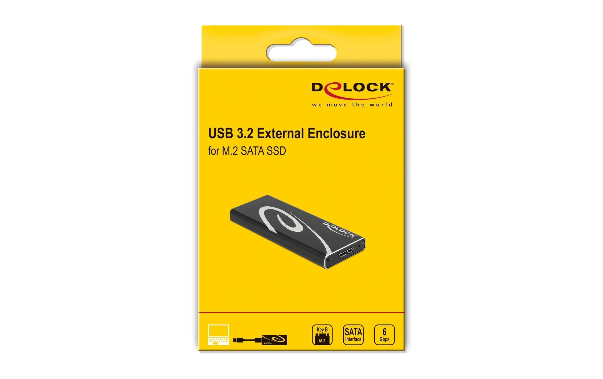 DeLOCK Externes M.2 SSD-Gehäuse – 1-Bay – USB 3.2 Gen 2 (Micro-USB B), für M.2 SATA (Key B)