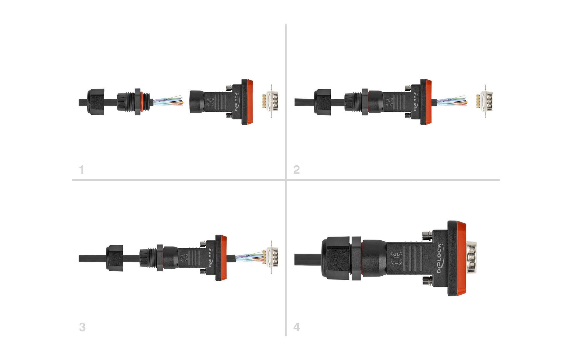 DeLOCK D-Sub HD 26 Pol Stecker Adapter D-Sub HD 26 zu Lötpins – IP67, Polyamid, männlich, 80 × 49 × 22 mm