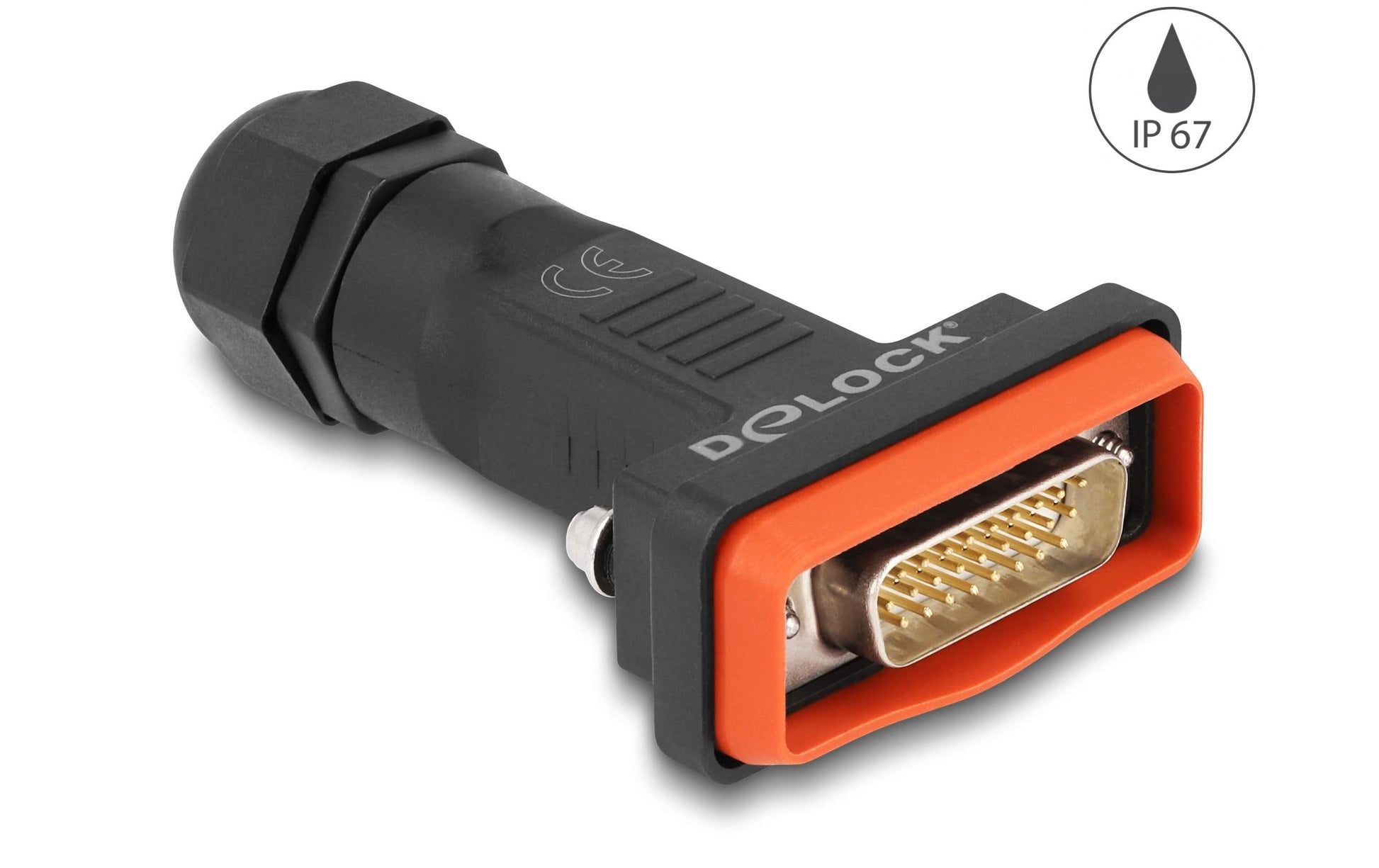DeLOCK D-Sub HD 26 Pol Stecker Adapter D-Sub HD 26 zu Lötpins – IP67, Polyamid, männlich, 80 × 49 × 22 mm
