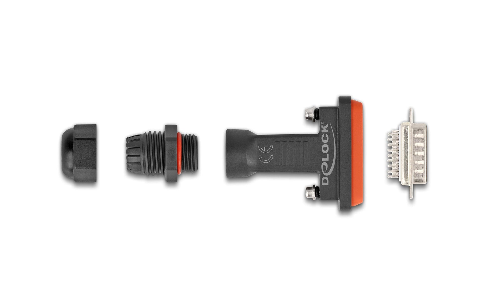 DeLOCK D-Sub HD 26 Pol Stecker Adapter D-Sub HD 26 zu Lötpins – IP67, Polyamid, männlich, 80 × 49 × 22 mm