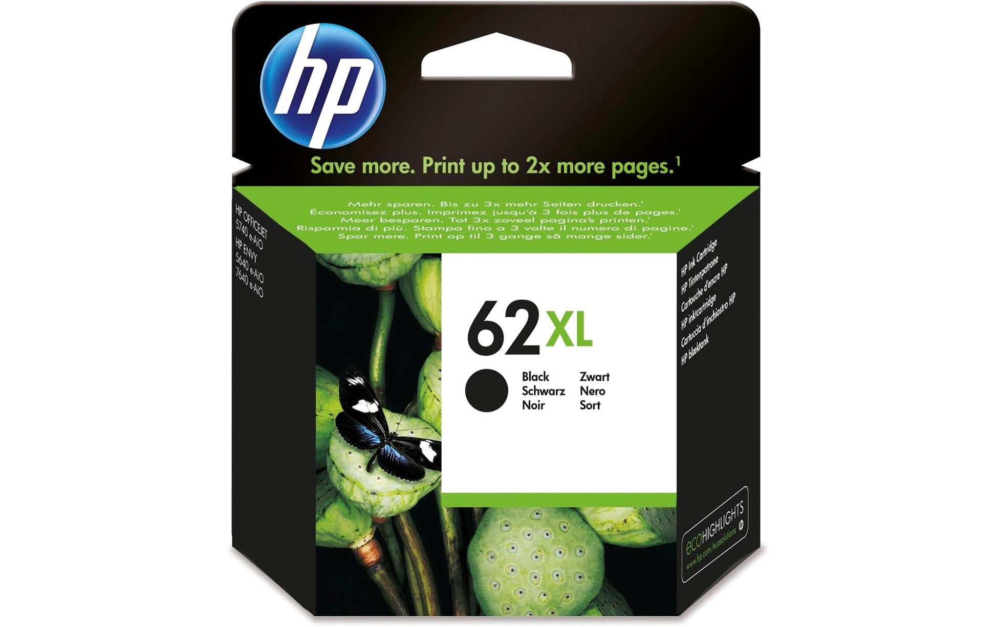 HP Tintenpatrone 62XL (C2P05AE), Schwarz, XL, 600 Seiten, Original – für Envy 5660