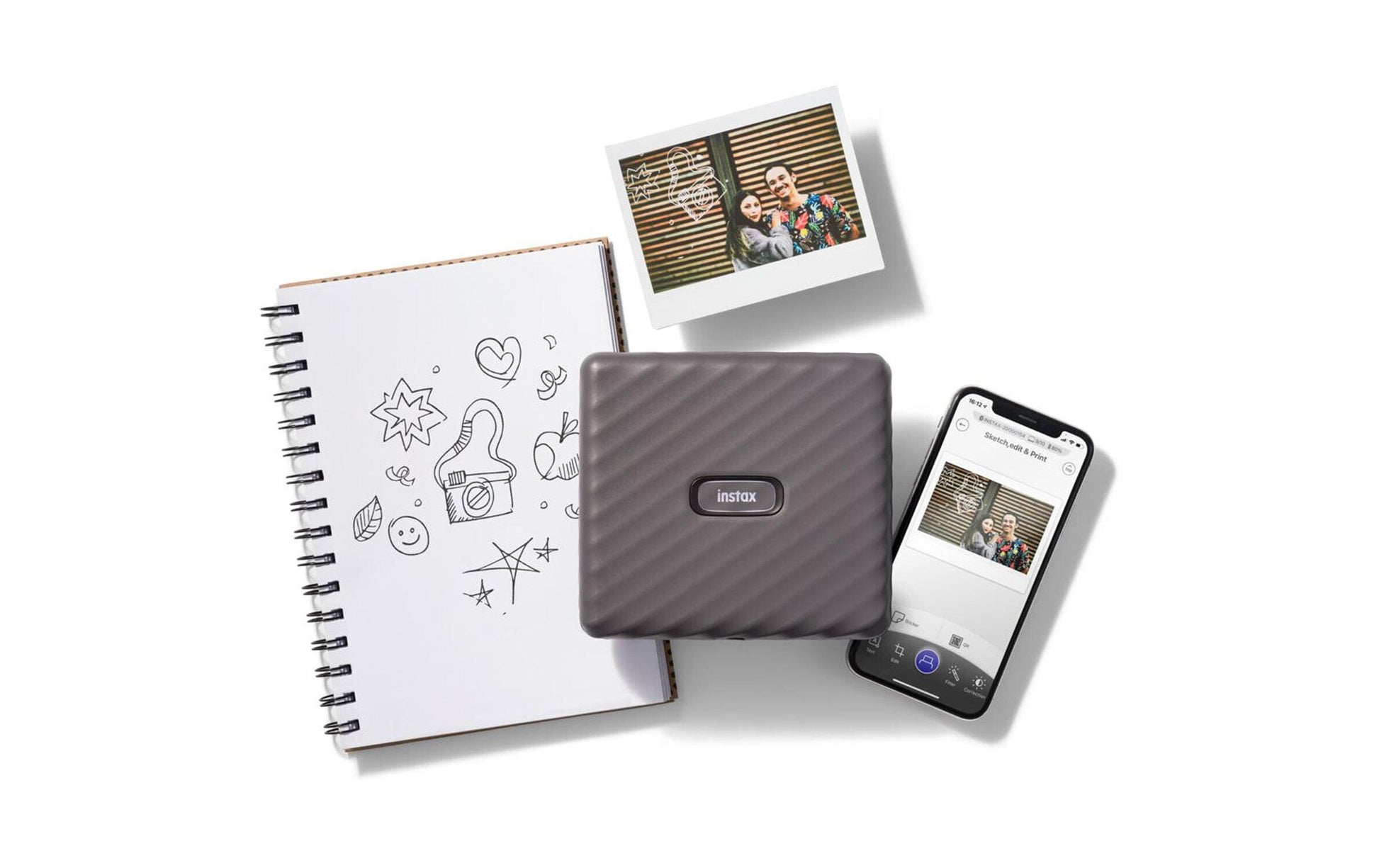 Fujifilm instax Link WIDE – Mobiler Tintenstrahldrucker, Farbe, USB/Bluetooth, 318 × 318 dpi