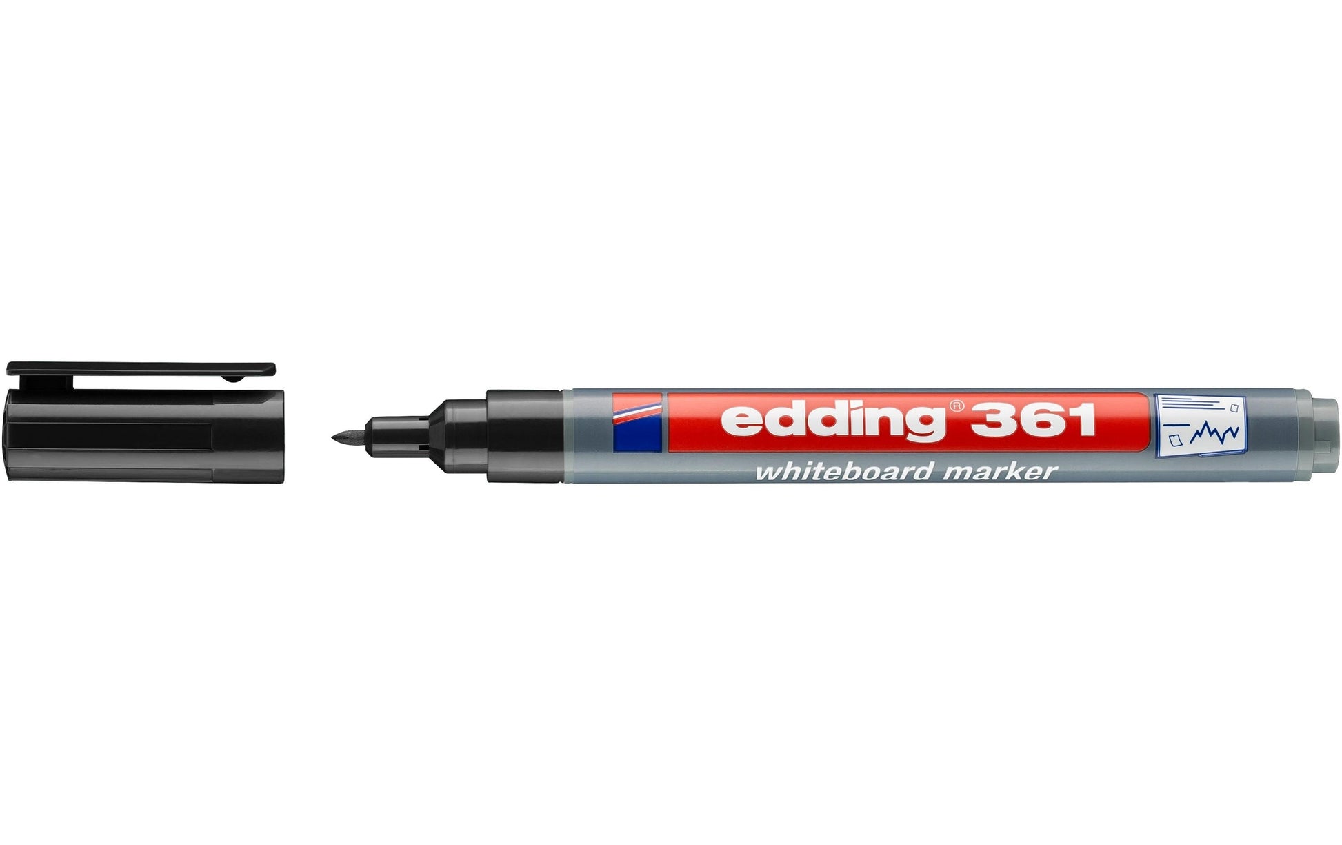 Edding Whiteboard-Marker 361 – Rundspitze 1 mm – Schwarz – Trocken abwischbar