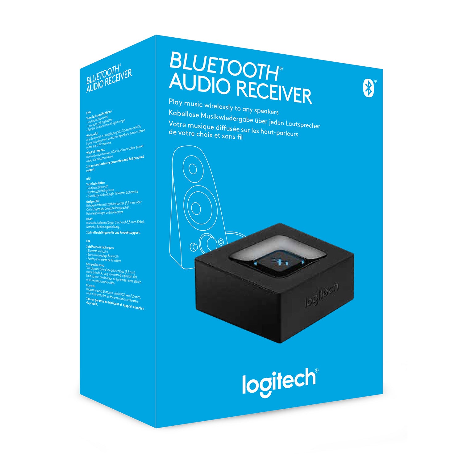 Logitech Bluetooth Audio Empfänger – Audio Adapter, 3,5 mm, Bluetooth 3.0, Schwarz