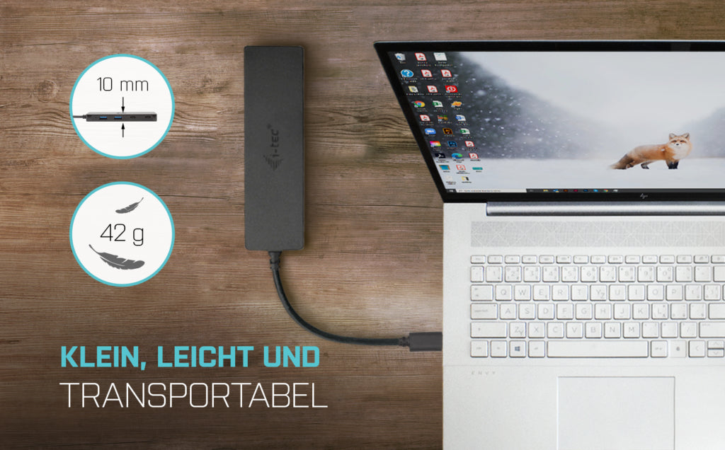 i-tec USB-Hub – 2× USB-A, 2× USB-C, für Windows/Mac/ChromeOS