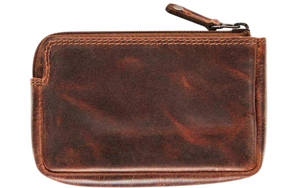 Maverick Kartenetui/Brieftasche – RFID-Schutz, Münzfach, Reissverschluss – 125 × 83 × 83 mm – Braun – 1 Stk.