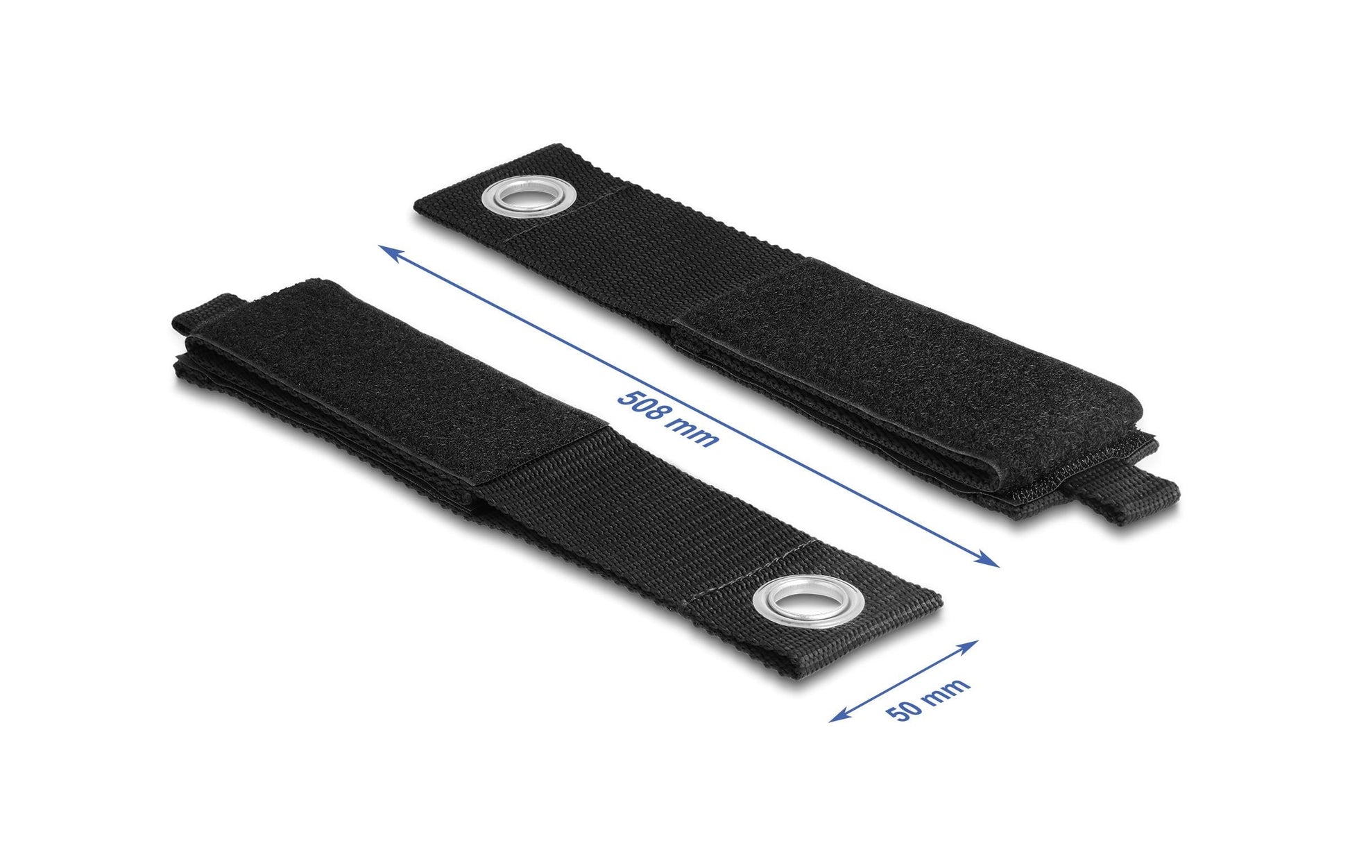 DeLOCK Klettkabelbinder 508×50 mm, 5er-Pack – schwarz