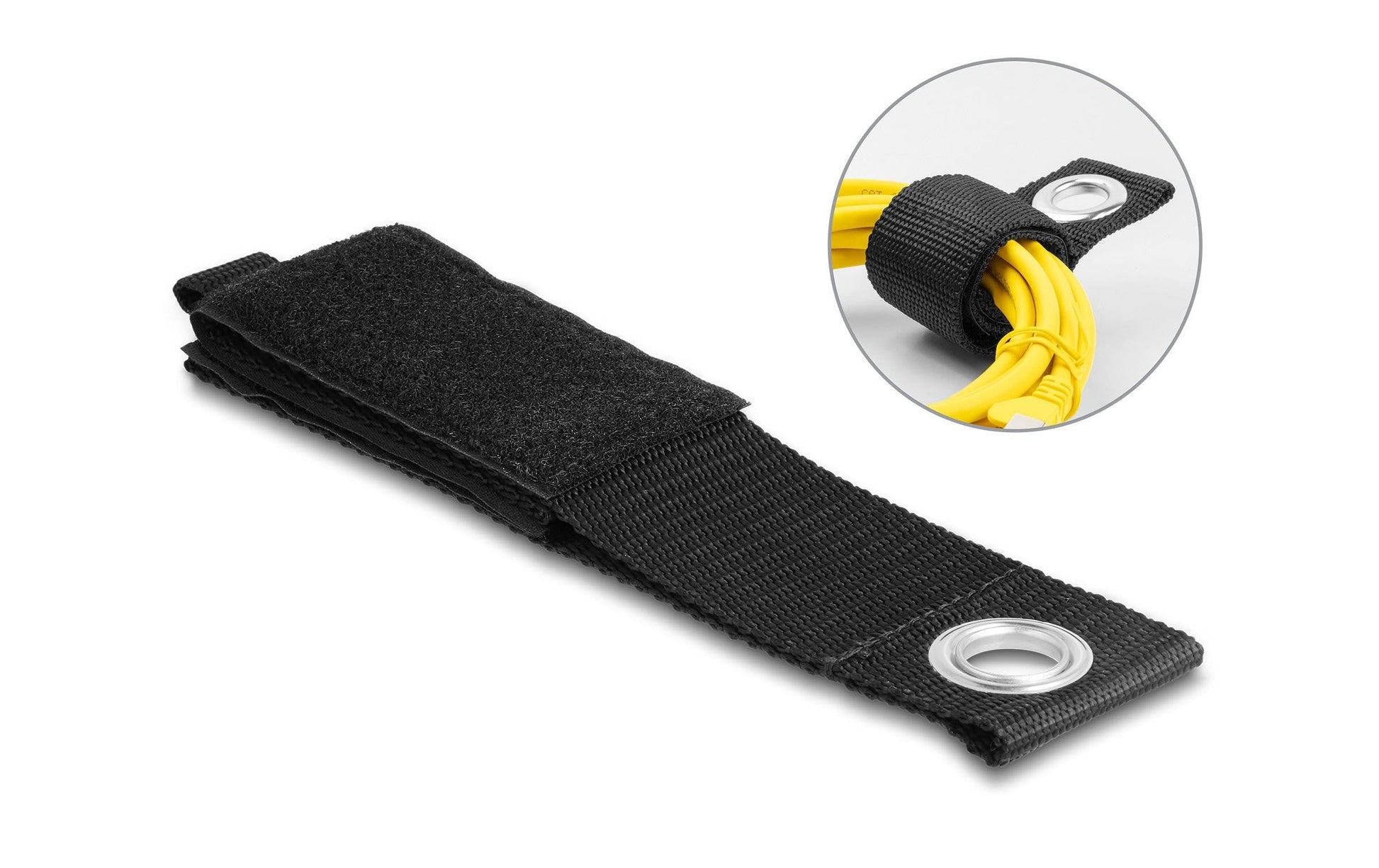 DeLOCK Klett-Kabelbinder – 50 mm × 0,435 m – Schwarz – 5er-Set
