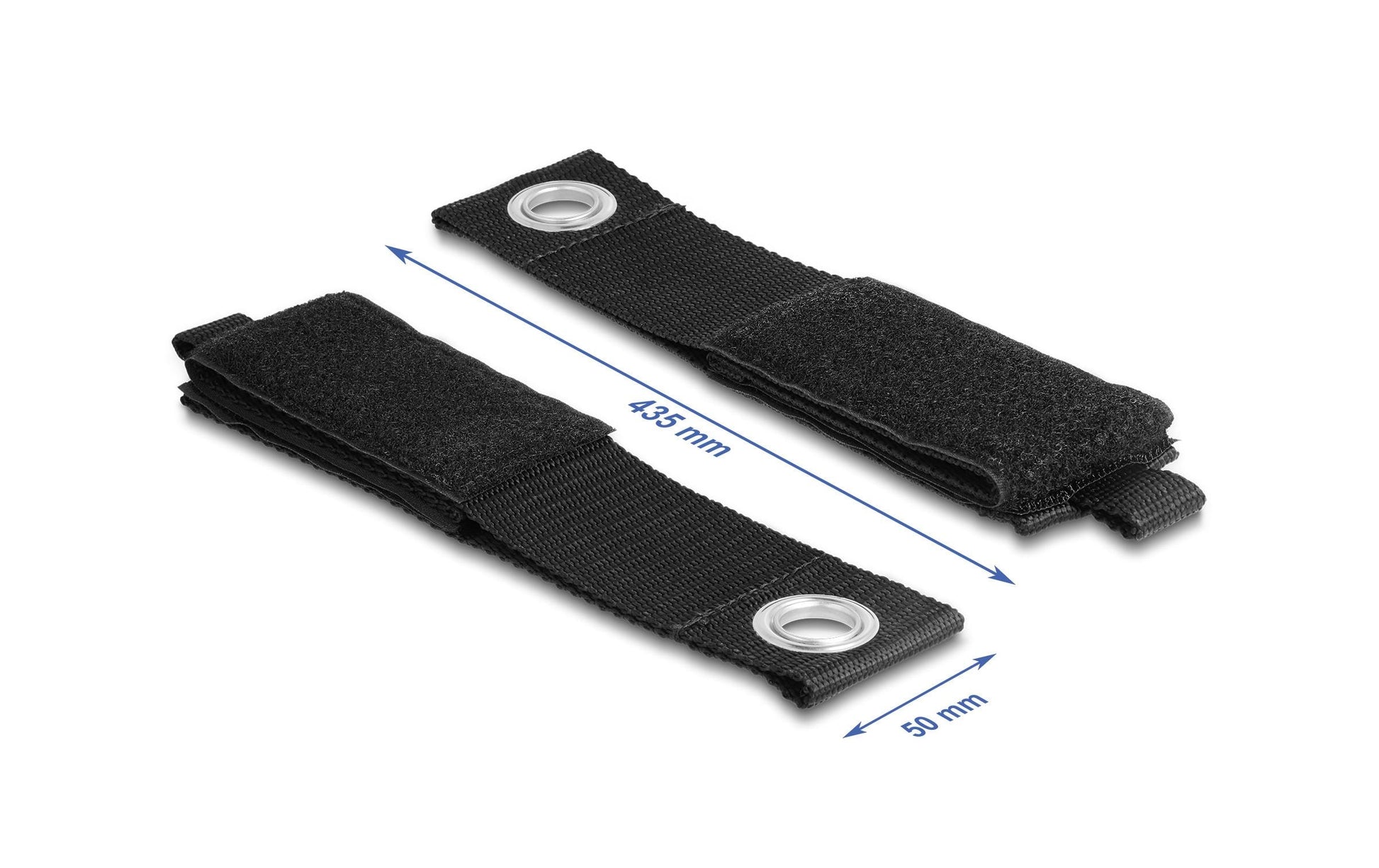 DeLOCK Klett-Kabelbinder – 50 mm × 0,435 m – Schwarz – 5er-Set