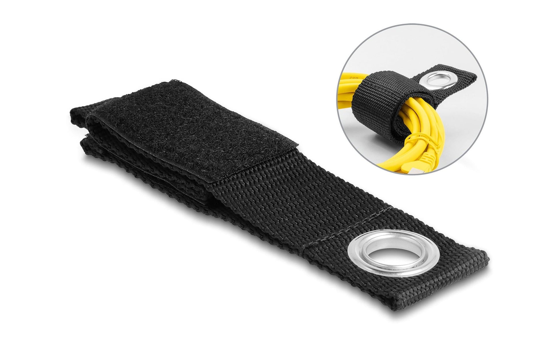 DeLOCK Klett-Kabelbinder – 38 mm × 0,26 m – Schwarz – 5er-Set