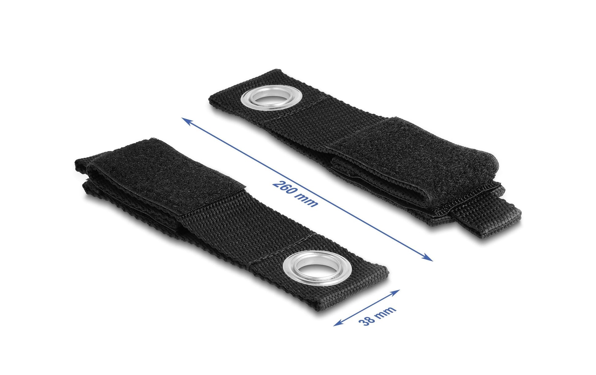 DeLOCK Klett-Kabelbinder – 38 mm × 0,26 m – Schwarz – 5er-Set