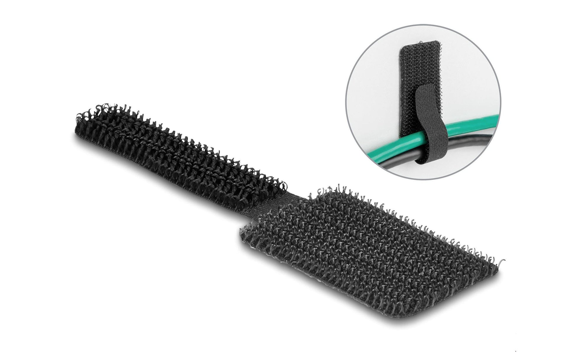 DeLOCK Klettkabelbinder, 90 mm × 24 mm, 10er-Pack – Schwarz