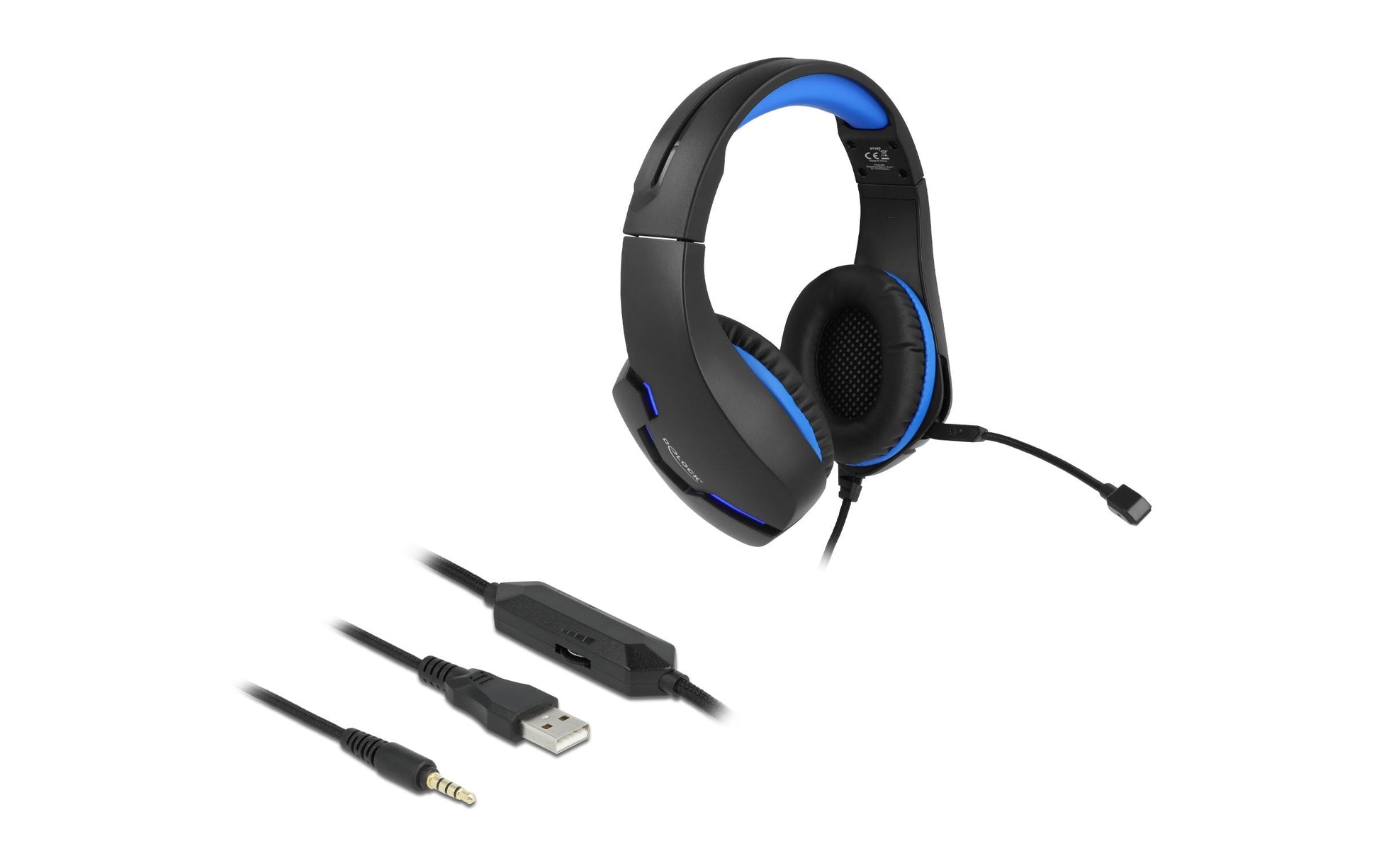 DeLOCK Gaming-Headset Over-Ear – 3,5 mm Klinke, mit Mikrofon (Stummschaltung) – Schwarz – für Xbox One