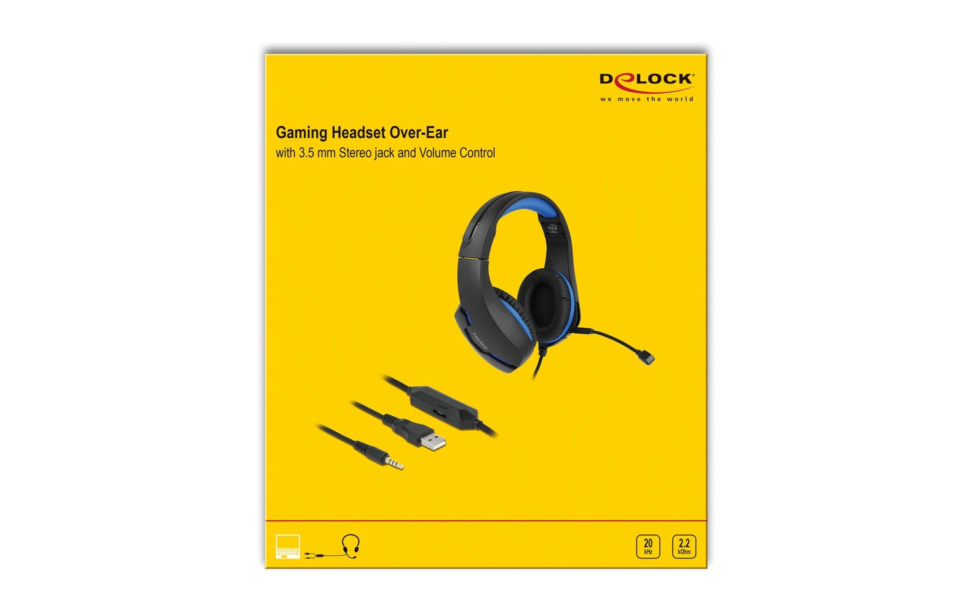 DeLOCK Gaming-Headset Over-Ear – 3,5 mm Klinke, mit Mikrofon (Stummschaltung) – Schwarz – für Xbox One