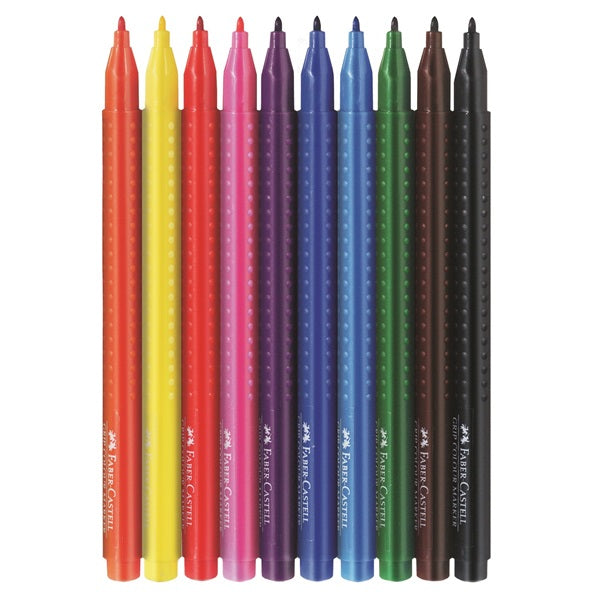 Faber-Castell Filzstifte Grip Colour, Strichbreite 1 mm, auswaschbar, 10 Farben