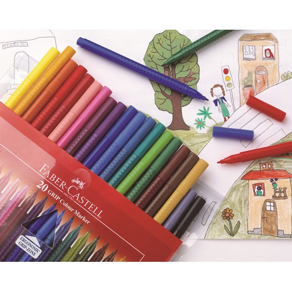 Faber-Castell Filzstifte Grip Colour, Strichbreite 1 mm, auswaschbar, 10 Farben