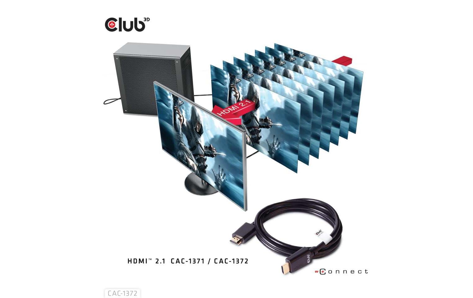 CLUB3D HDMI Kabel HDMI 2.1 8K 60 Hz – 2 m – ARC, Ethernet
