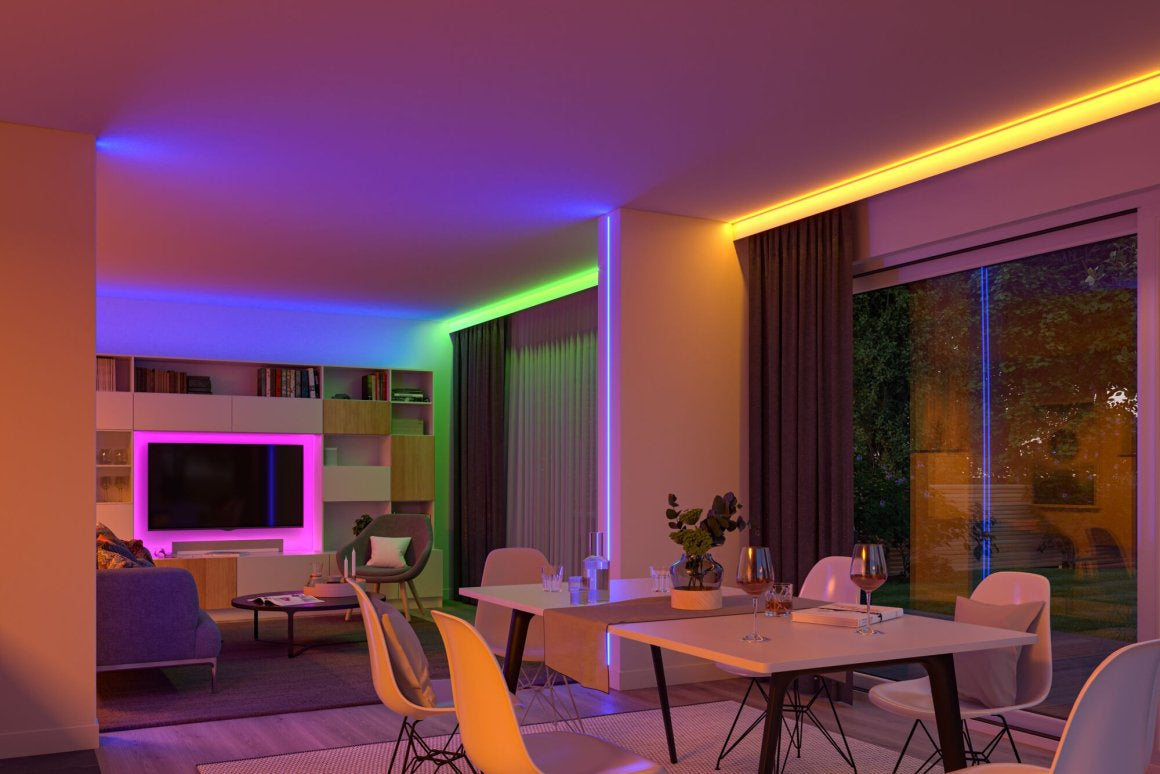 Paulmann LED-Strip SimpLED – Komplettset, 5 m, 450 lm, 20 W, RGB, dimmbar, ZigBee 3.0, weiss, Fernbedienung