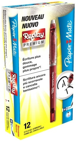 Papermate Replay Premium M Kugelschreiber – 12er Pack, Rot, Spitze 0,7 mm