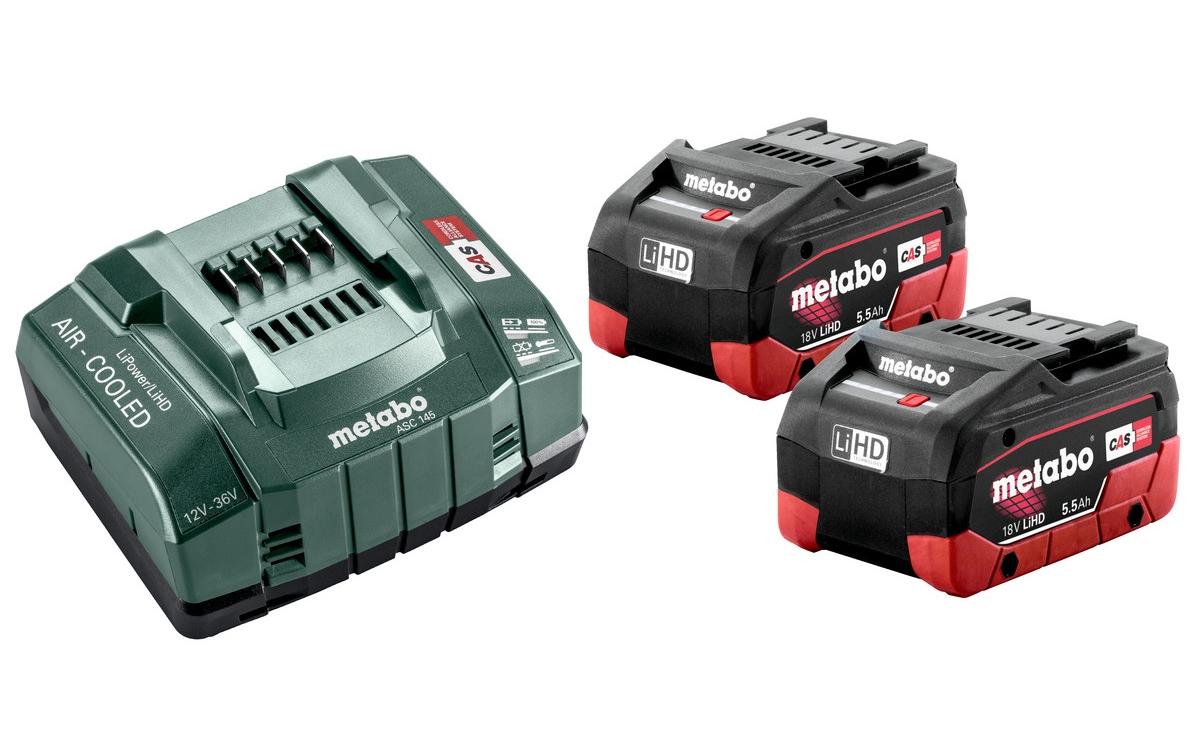 Metabo Basis-Set Akku und Ladegerät LiHD – 18 V System, 2 × 5,5 Ah