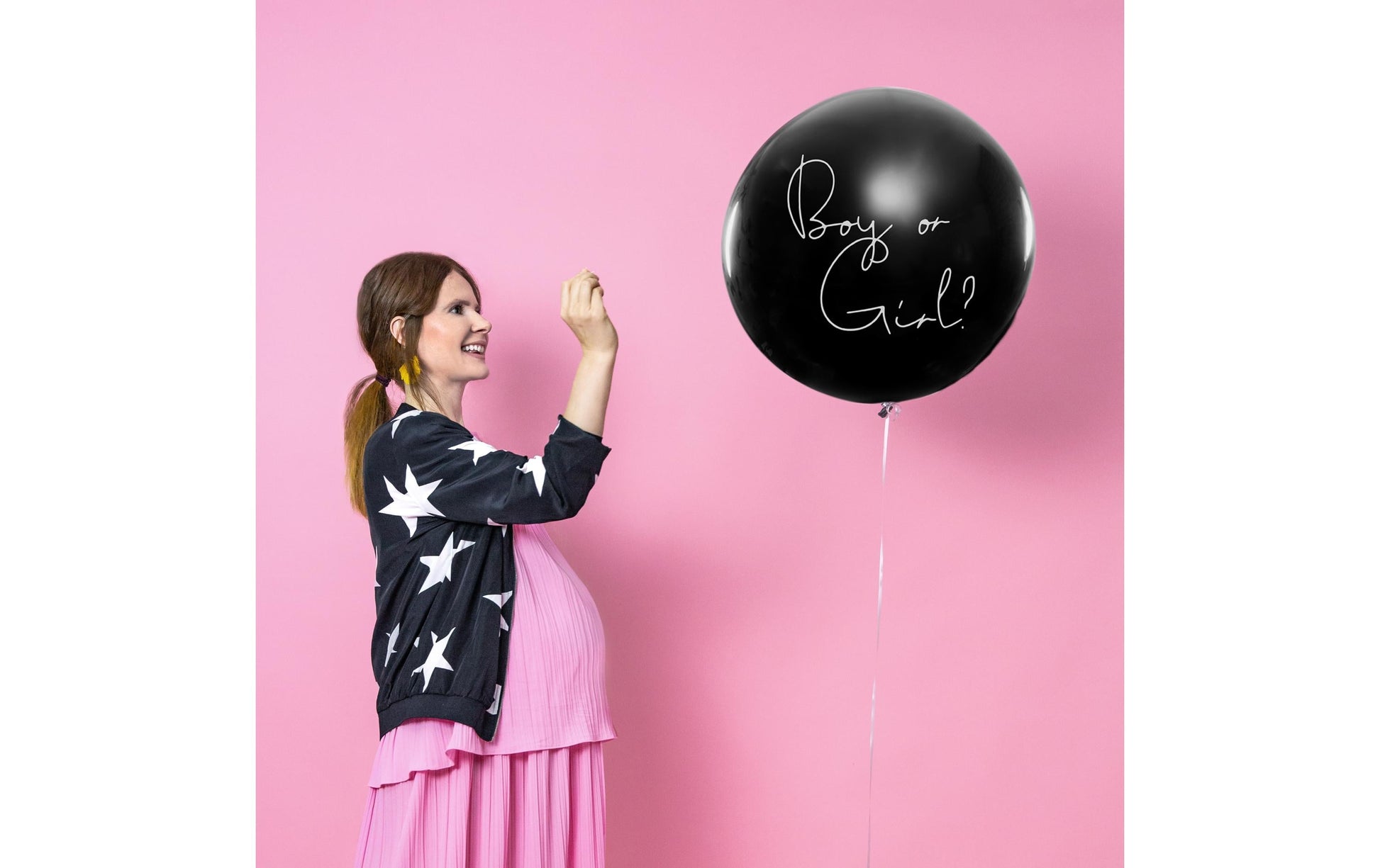 PartyDeco Gender Reveal Ballons Junge – Schwarz/Weiss – Ø 100 cm – Latex – 1 Stk