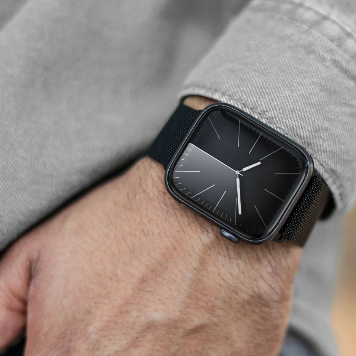 Vonmählen Milanese Loop 2 – Edelstahl Schwarz, für Apple Watch 44–49 mm