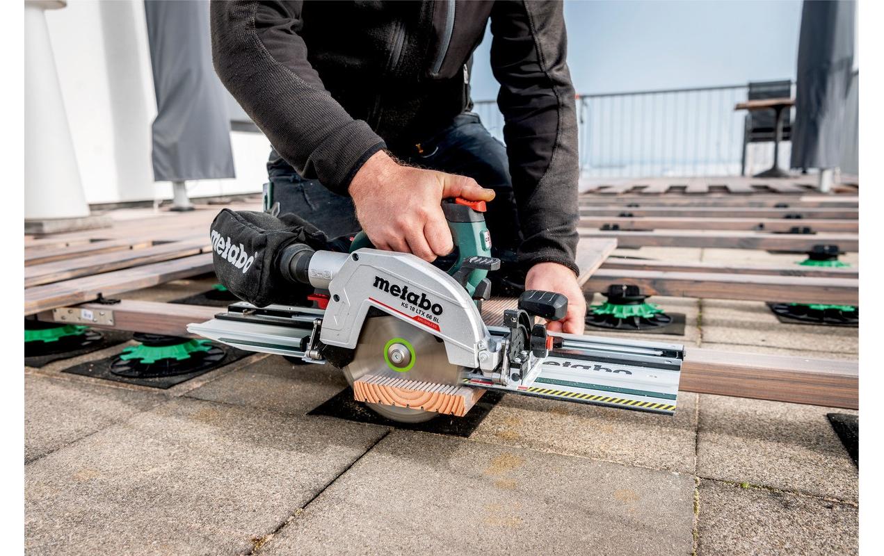 Metabo Handkreissäge KS 18 LTX 66 BL – 18 V (CAS) – Sägeblattdurchmesser 165 mm – Solo, mit Führungsschiene