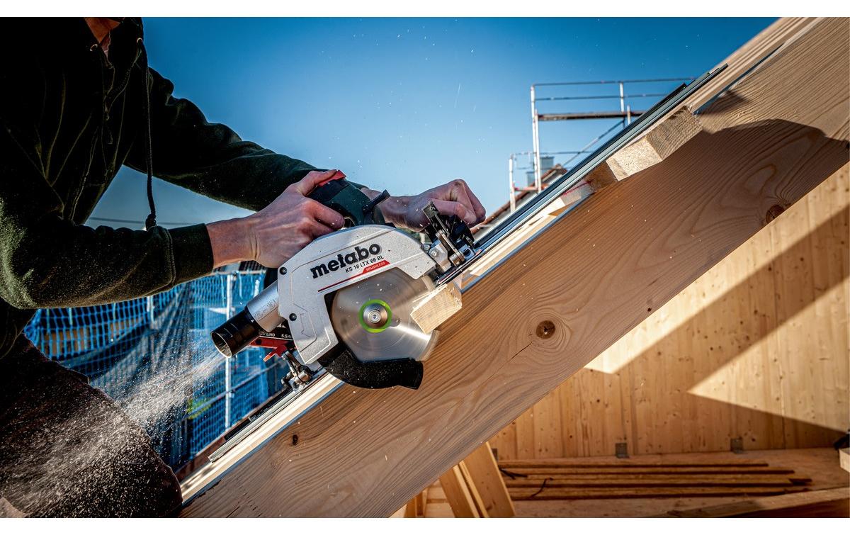 Metabo Handkreissäge KS 18 LTX 66 BL – 18 V (CAS) – Sägeblattdurchmesser 165 mm – Solo, mit Führungsschiene