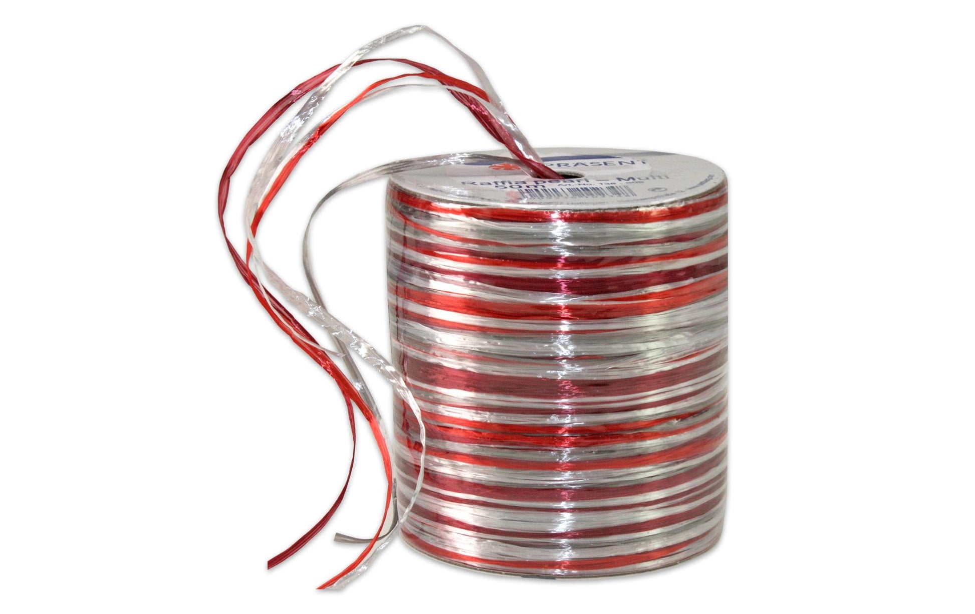 Pattberg Geschenkband Raffia Pearl Rot/Weiss – 2 mm × 50 m – 1 Stk.