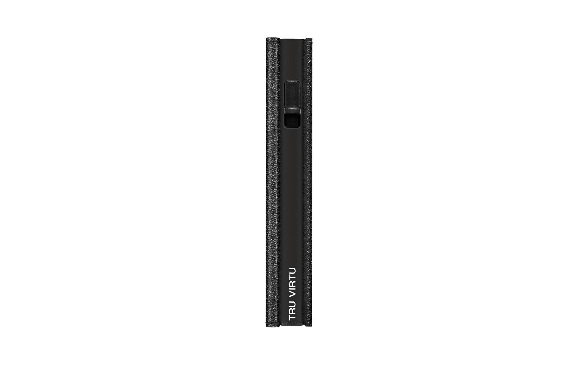 TRU VIRTU Kartenetui – RFID-Schutz, Slider-Verschluss – 67 × 99 × 21 mm – Schwarz – Aluminium, Leder
