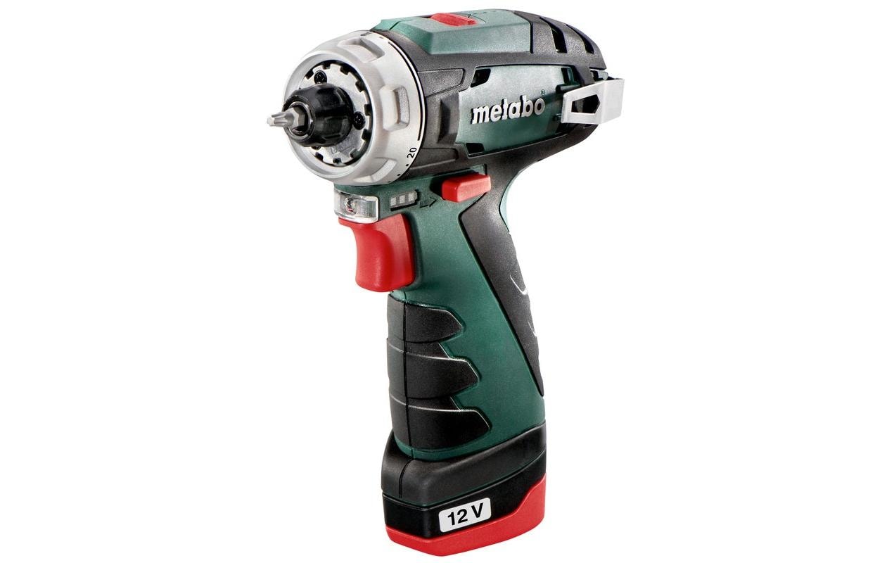 Metabo Akku-Bohrschrauber PowerMaxx – 12 V – Schnellspannbohrfutter – 17 Nm – 2×2,0 Ah & Ladegerät – Koffer