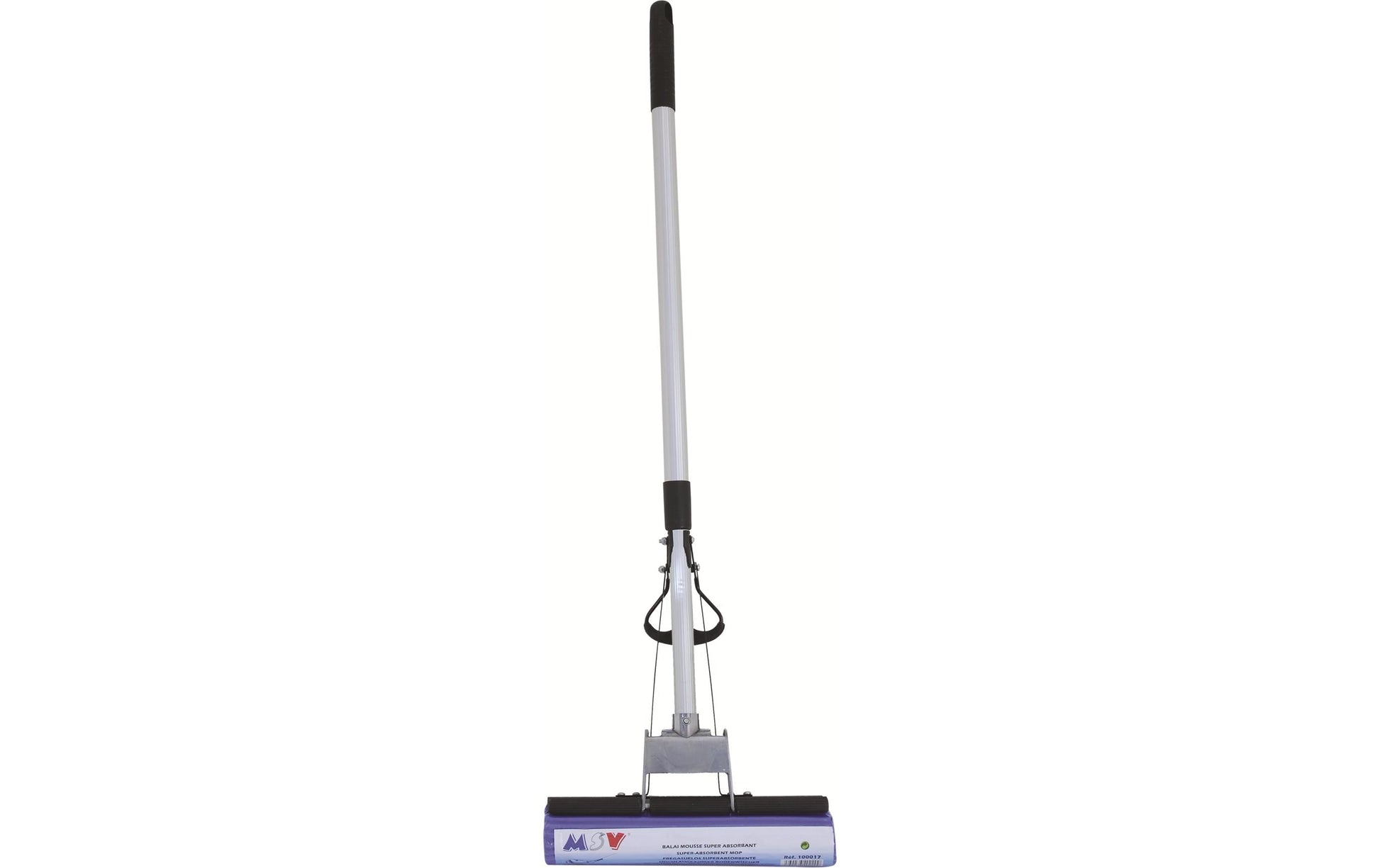 MSV Besen (Innen) Schaumbesen – Teleskopstiel 130 cm, Schaum (PVA), Aluminium, Blau, Abnehmbarer Mopkopf
