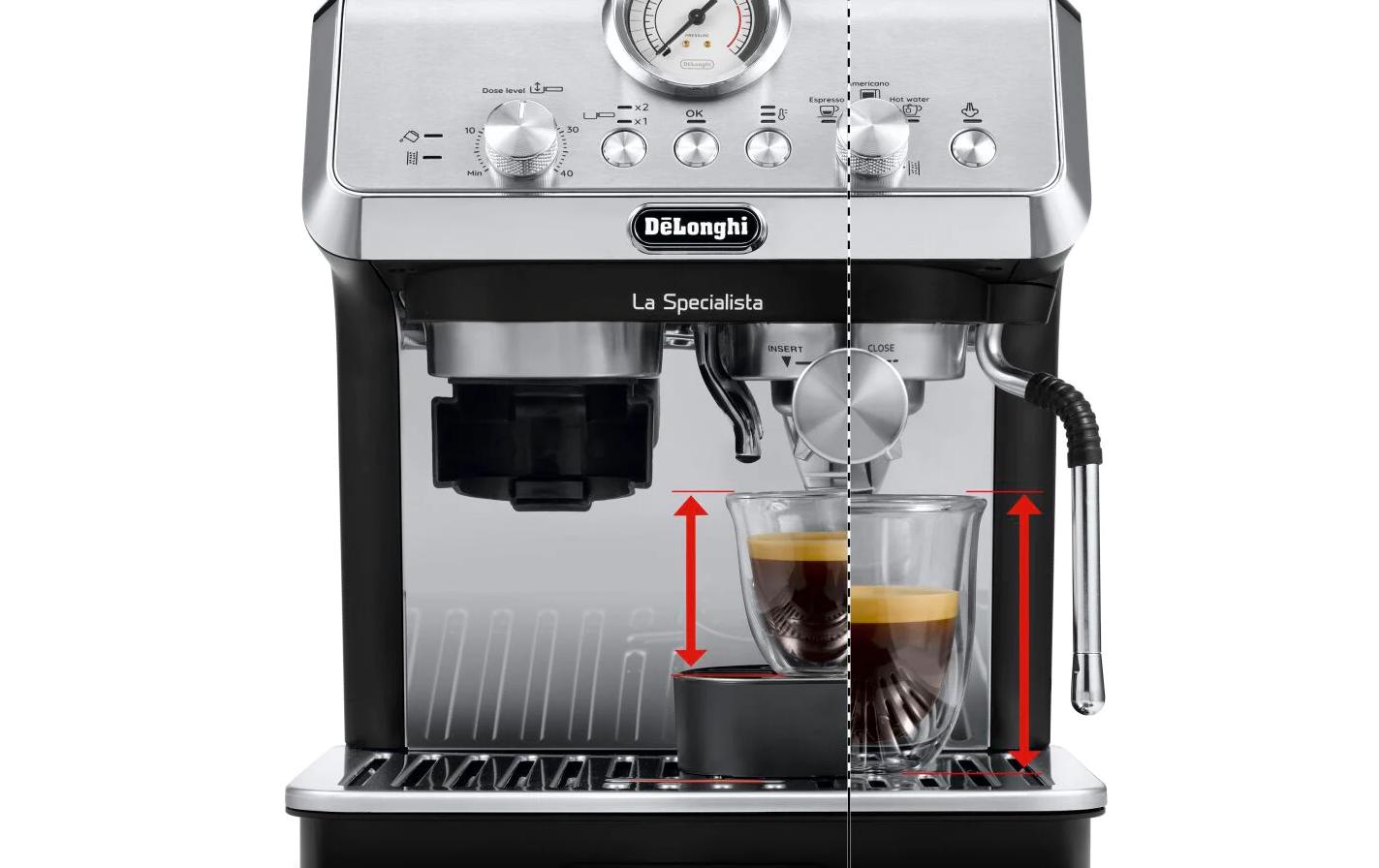 De’Longhi La Specialista Arte Siebträgermaschine – 15 bar, 1,5 l, Silber